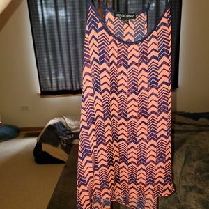 Peach/Navy Blue patterned tank top